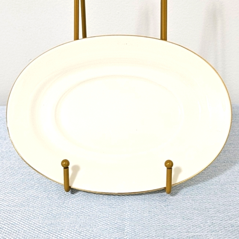 Lenox American Home Gold Rim‎ Gravy Boat Underplate Platter Festive USA 8.5 Inch